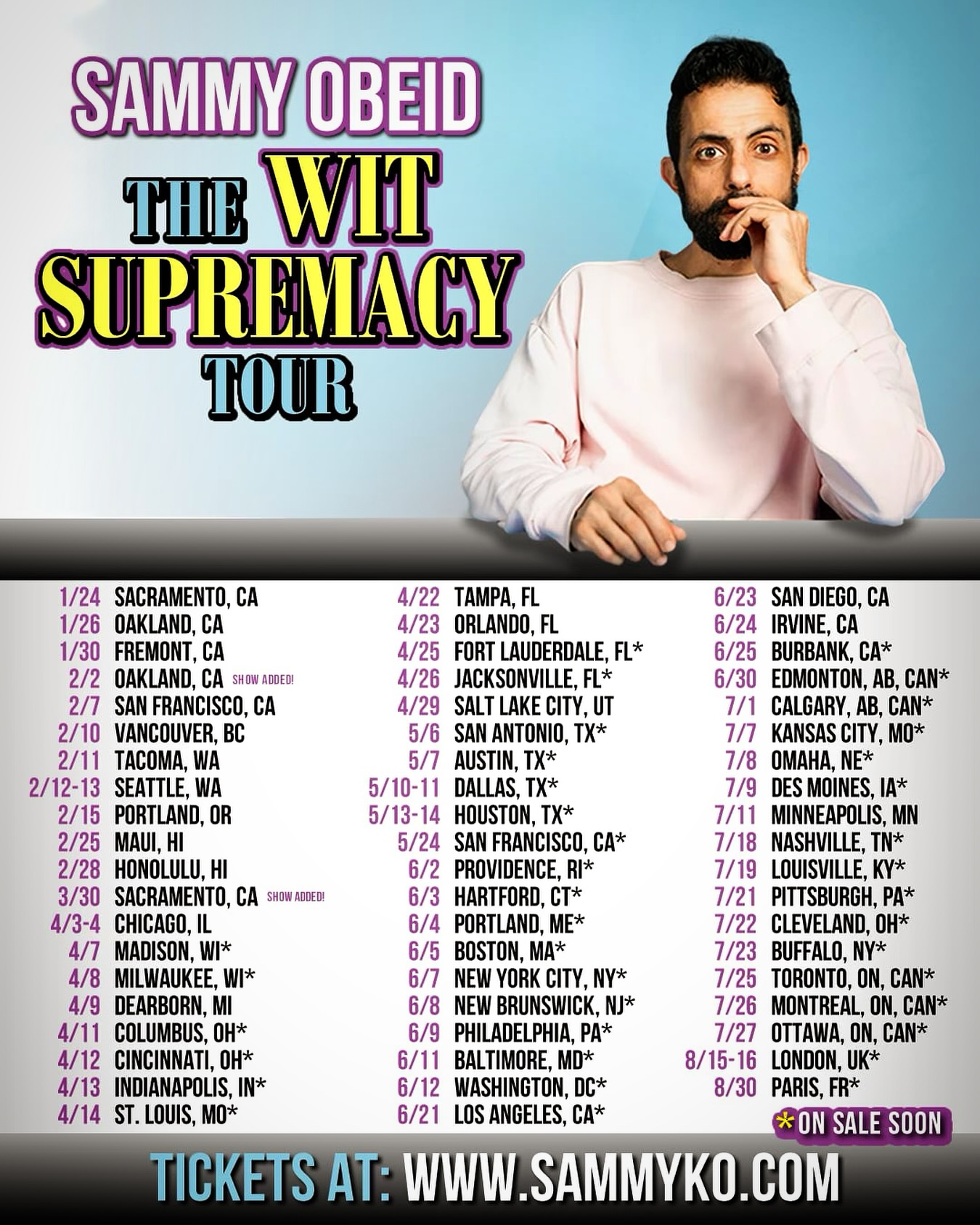 Sammy Obeid The Wit Supremacy Tour Poster 2026
